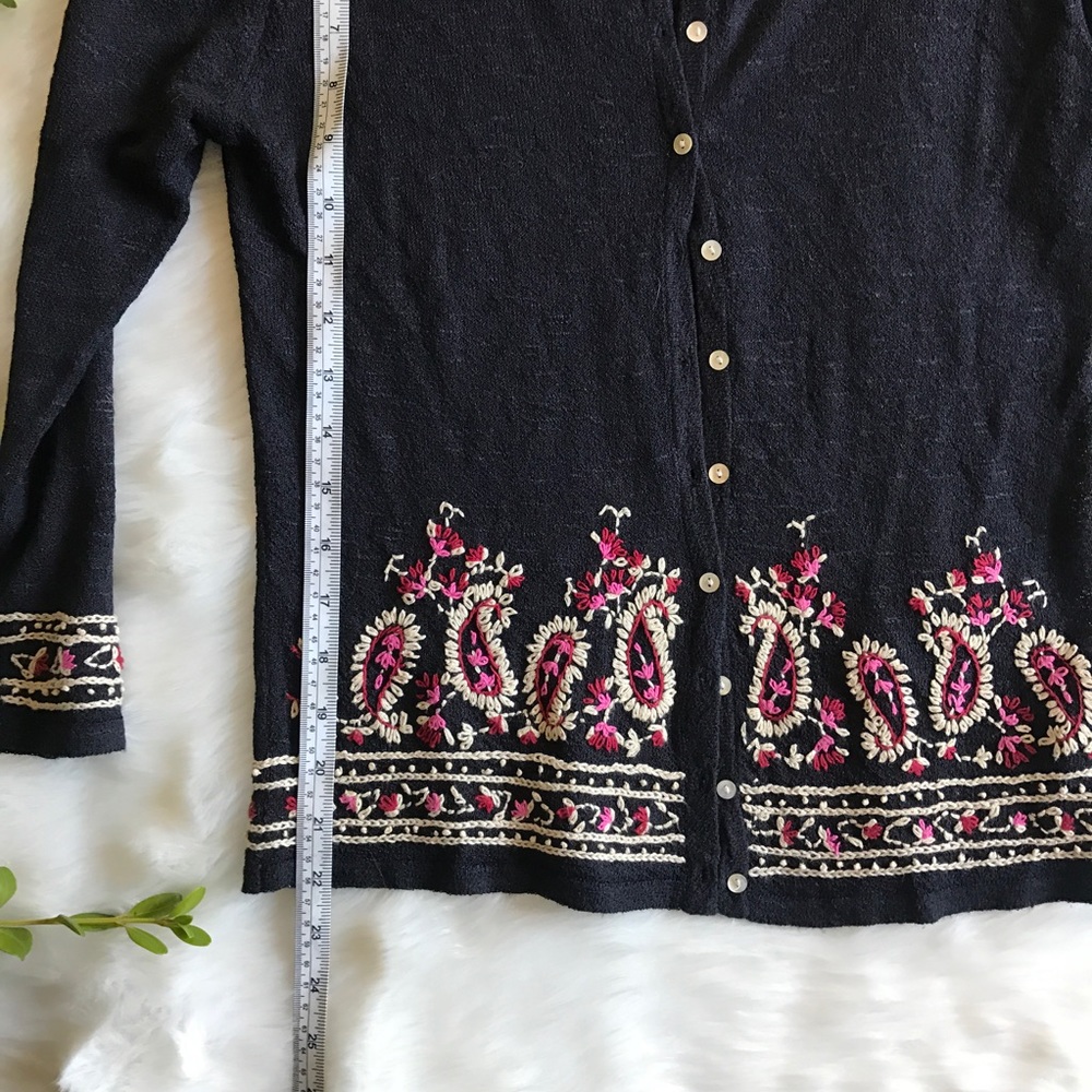 Harold's}• black embroidered Cardigan - Picture 6 of 8